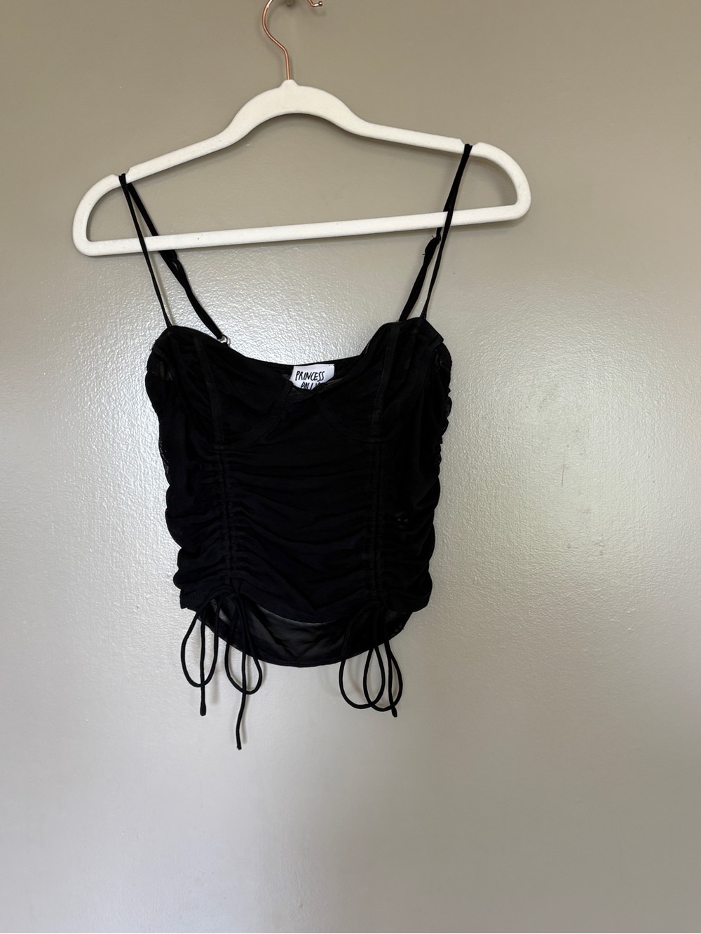 Princess Polly Black Ruched Drawstring Cami - Picture 4 of 9